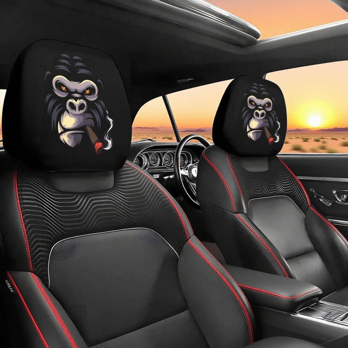 Scary Face Car Headrest Covers - 2-Piece Halloween Set